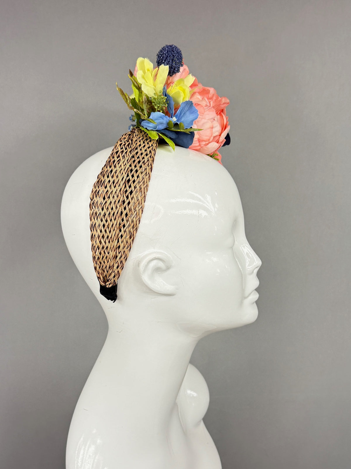 Kentucky Derby Fascinator Hat | Colorful peony flower arrangement Headpiece | Derbyologie