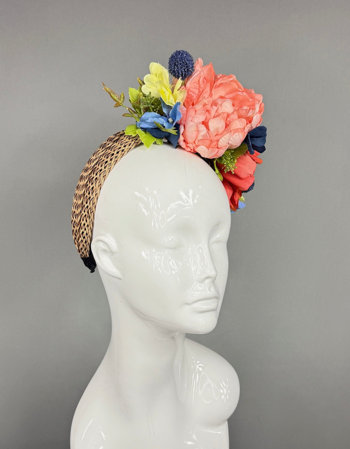 Kentucky Derby Fascinator Hat | Colorful peony flower arrangement Headpiece | Derbyologie