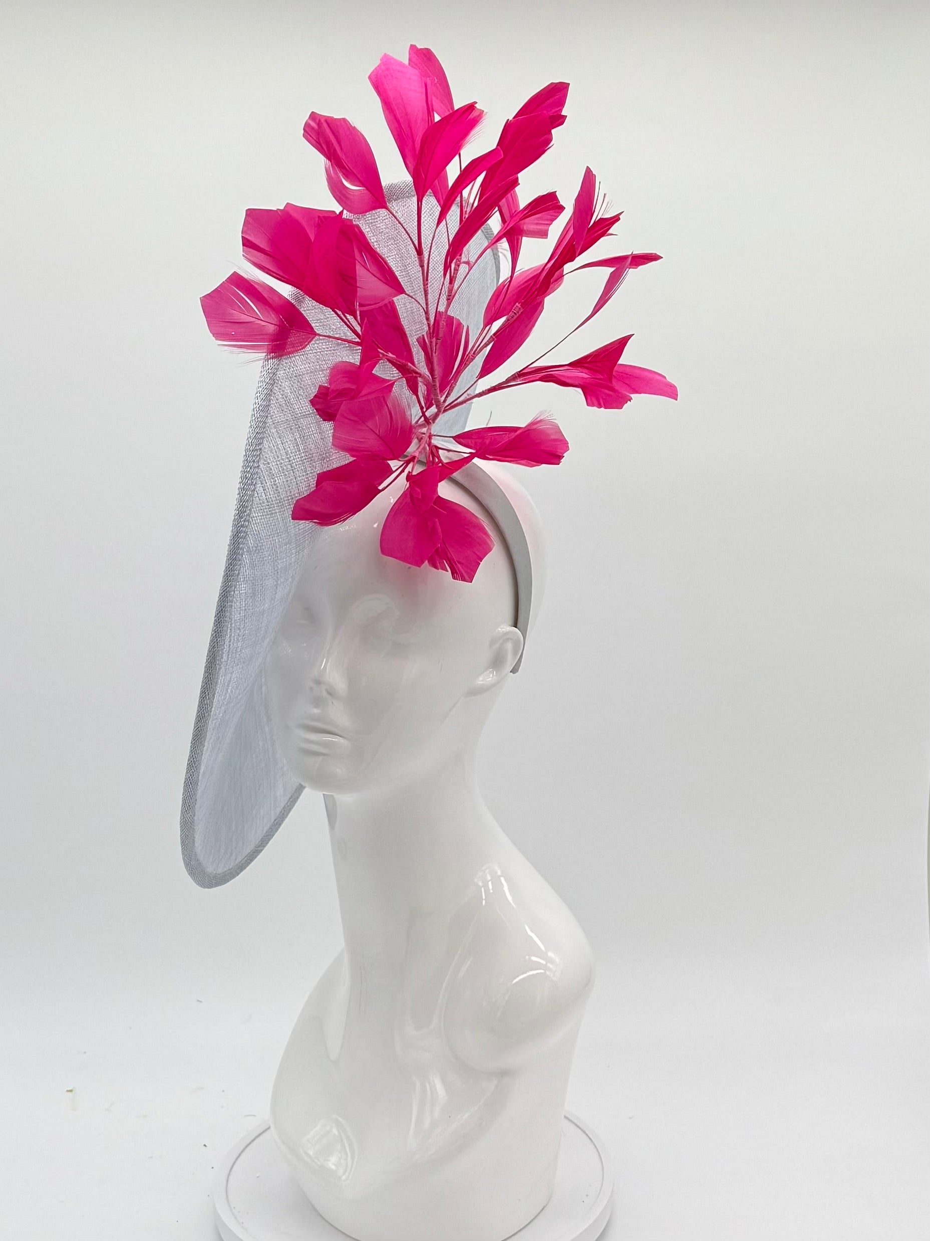 Baby blue and hot pink Hatinator Kentucky Derby fascinator, Derby Hat Alternative