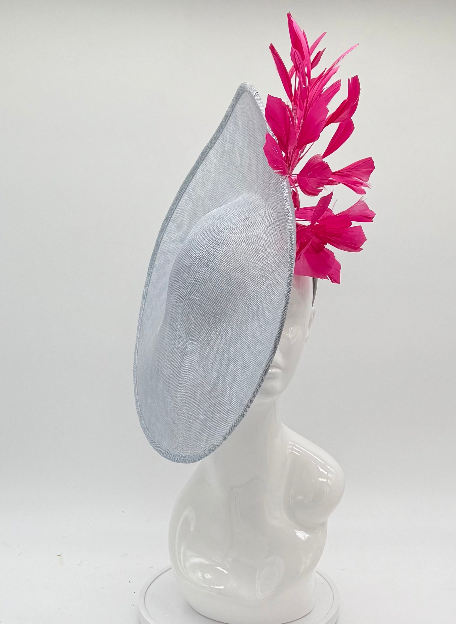 Baby blue and hot pink Hatinator Kentucky Derby fascinator, Derby Hat Alternative