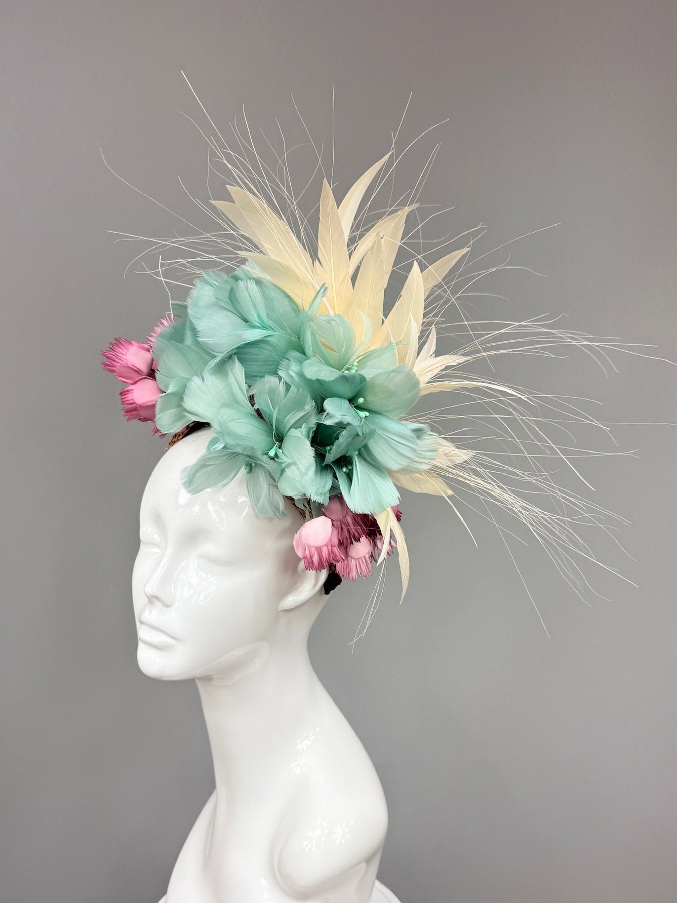Kentucky Derby Fascinator Hat | Beige, Teal, and Violet Derby Hat | Derbyologie