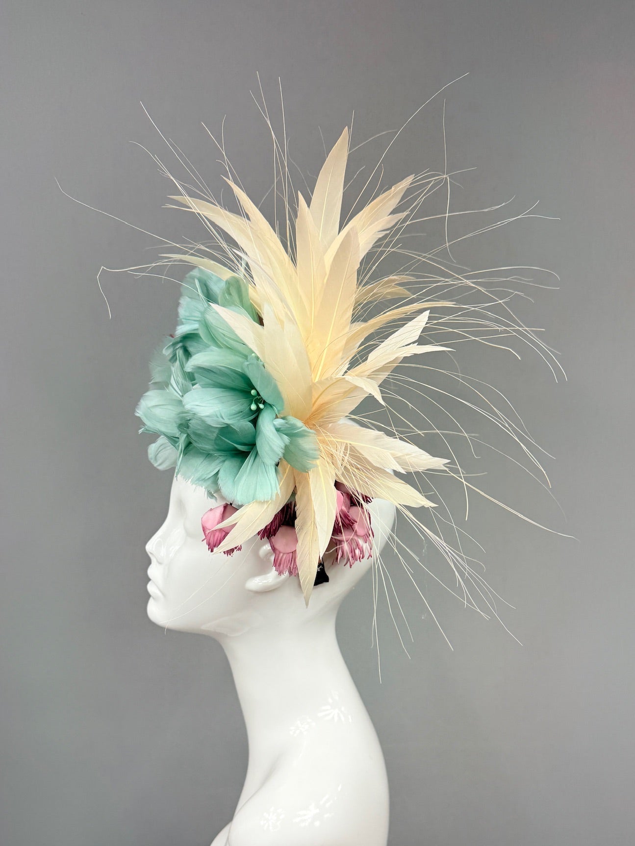 Kentucky Derby Fascinator Hat | Beige, Teal, and Violet Derby Hat | Derbyologie