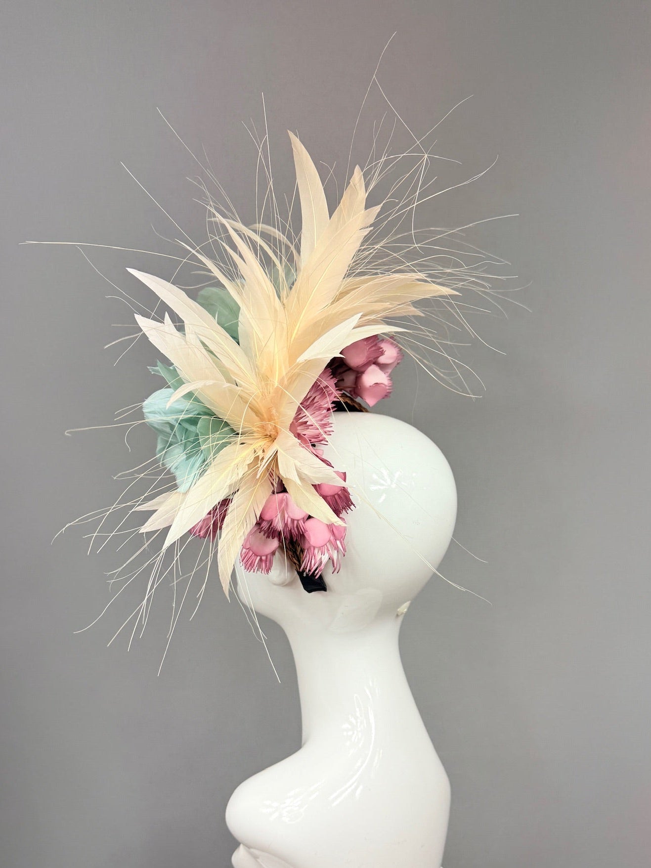 Kentucky Derby Fascinator Hat | Beige, Teal, and Violet Derby Hat | Derbyologie