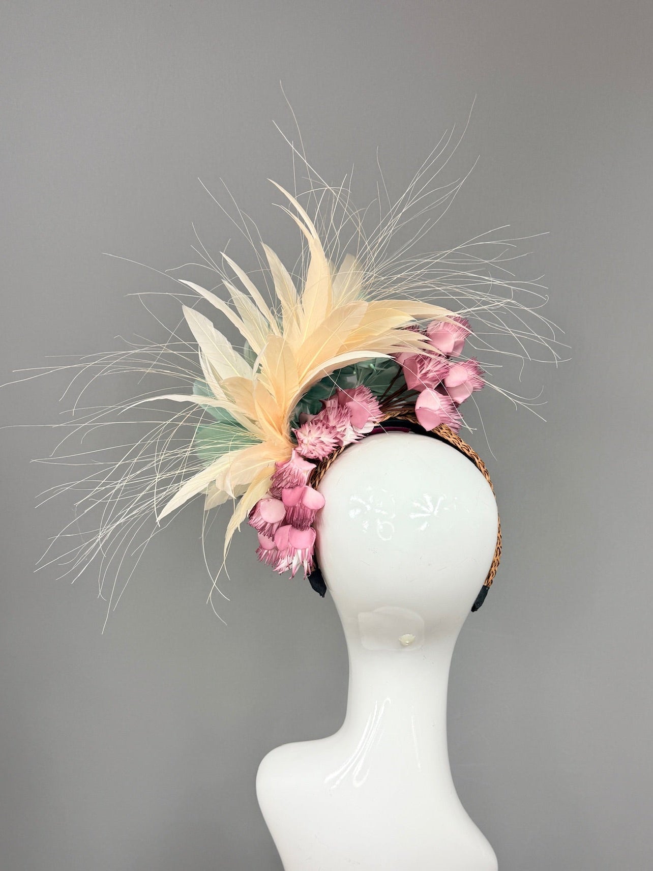 Kentucky Derby Fascinator Hat | Beige, Teal, and Violet Derby Hat | Derbyologie