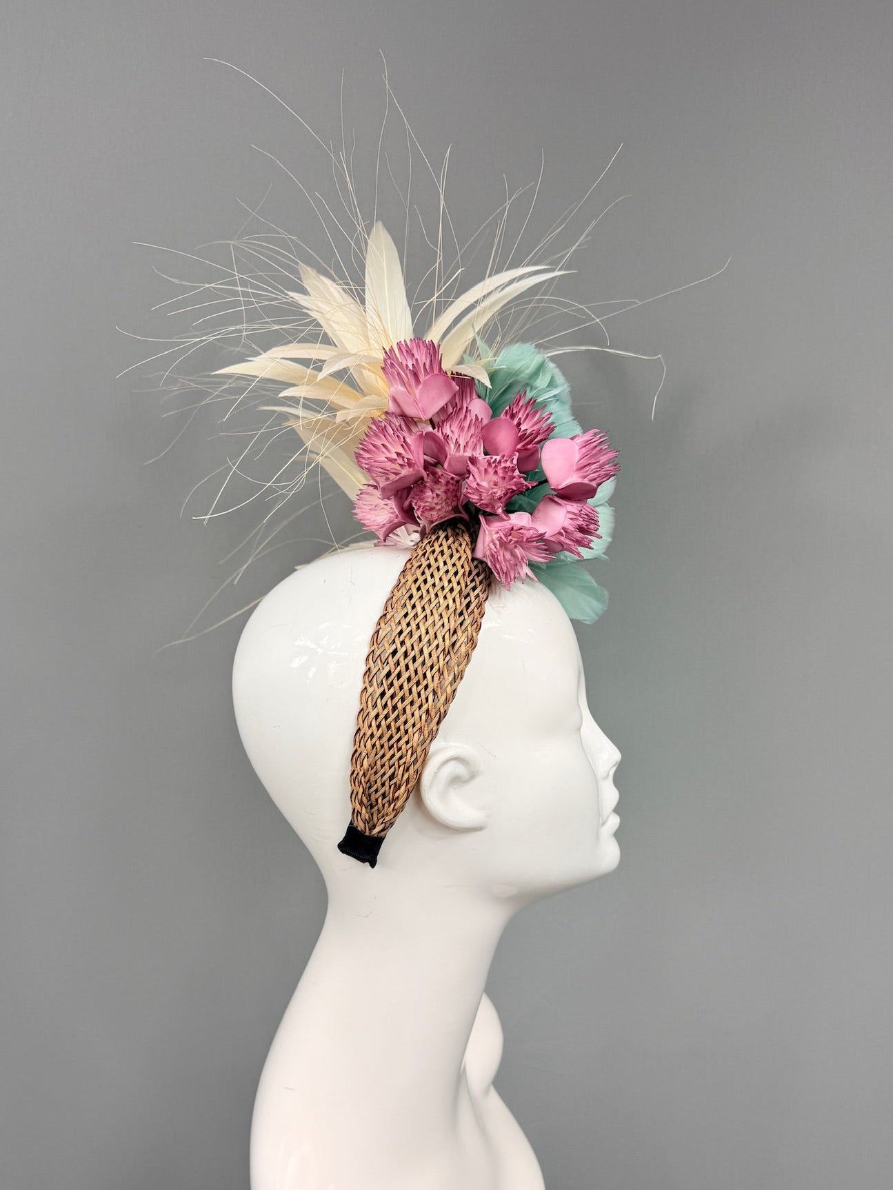 Kentucky Derby Fascinator Hat | Beige, Teal, and Violet Derby Hat | Derbyologie