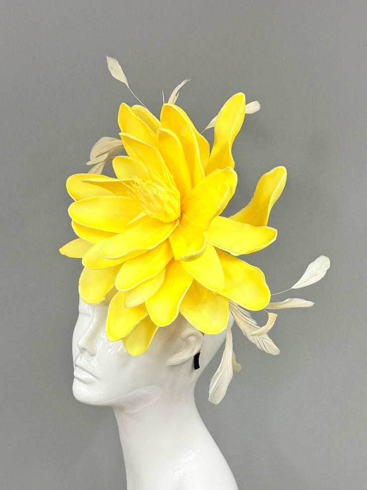 Kentucky Derby Fascinator Hat | Yellow and Beige Derby Hat | Derbyologie