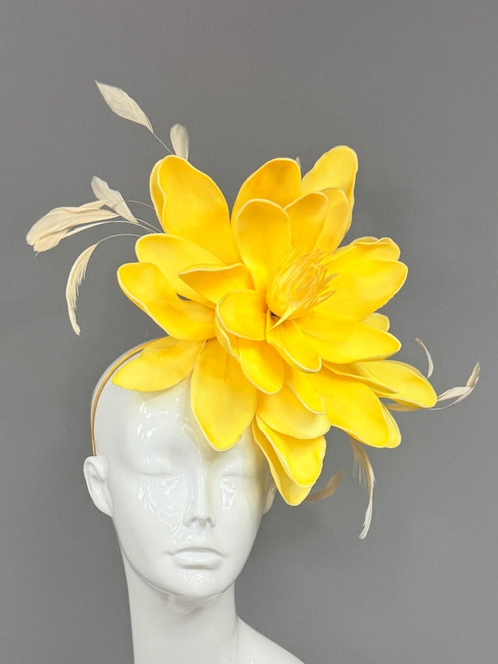 Kentucky Derby Fascinator Hat | Yellow and Beige Derby Hat | Derbyologie