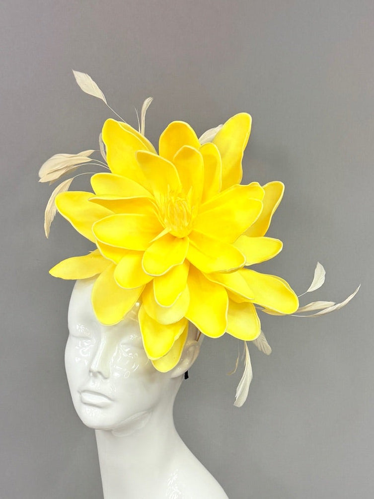 Kentucky Derby Fascinator Hat | Yellow and Beige Derby Hat | Derbyologie