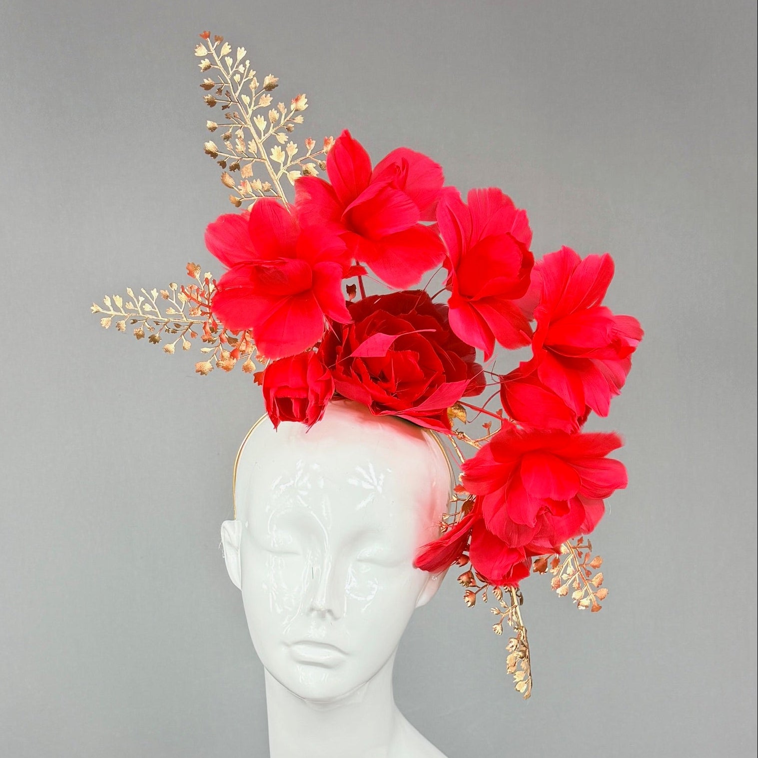 Kentucky Derby Fascinator Hat | Gold and Red Derby Hat | Derbyologie