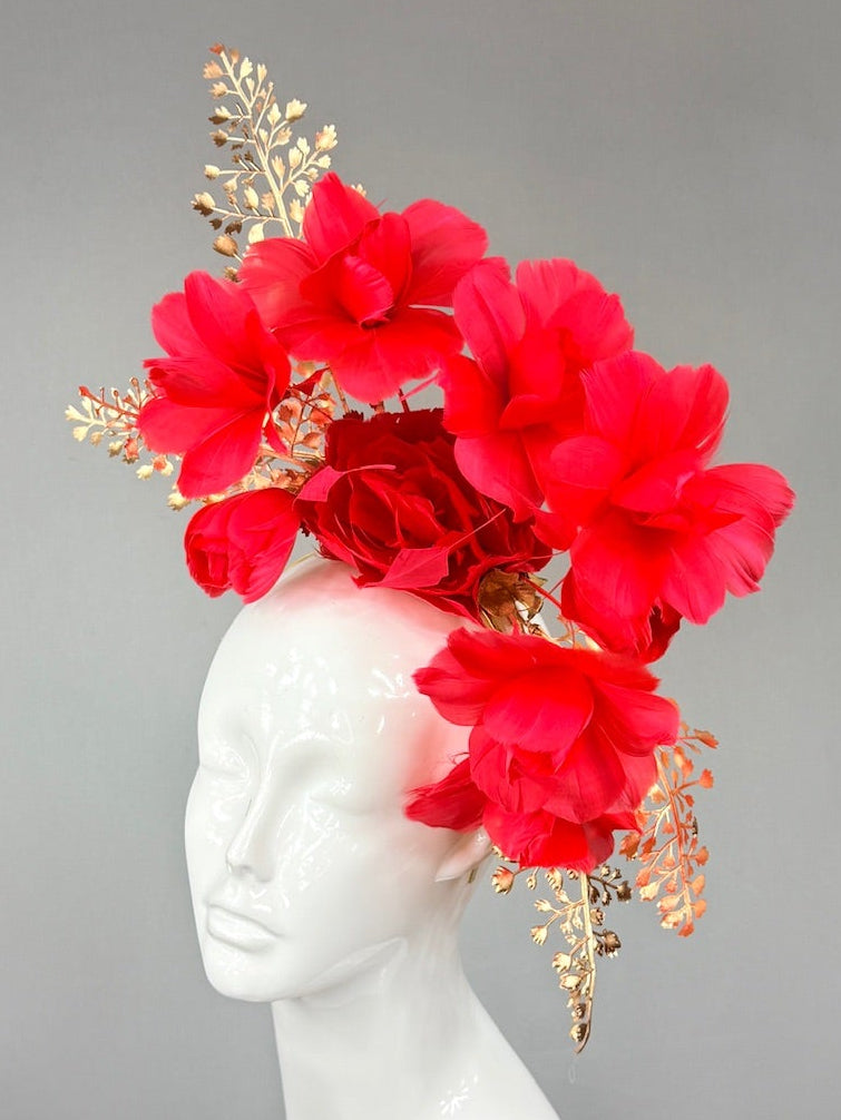 Kentucky Derby Fascinator Hat | Gold and Red Derby Hat | Derbyologie