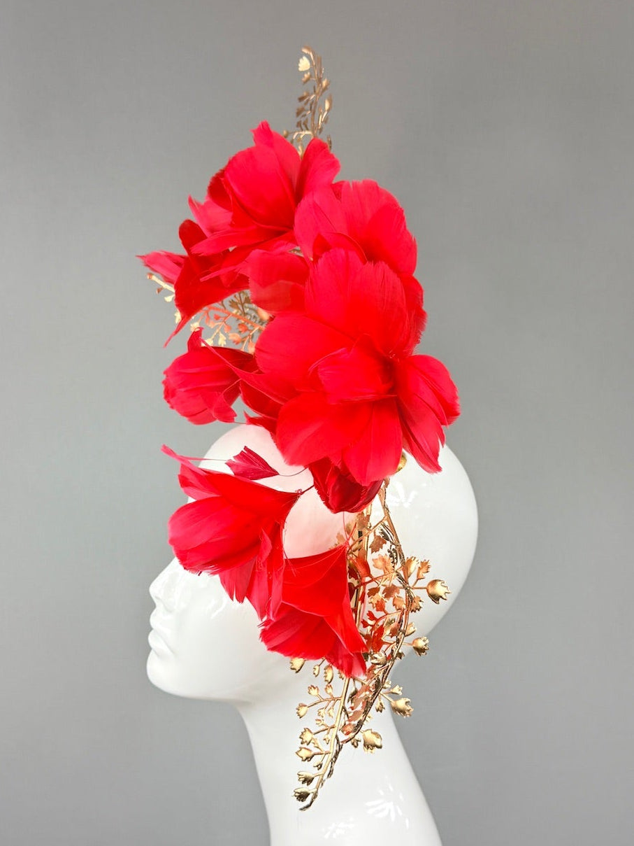 Kentucky Derby Fascinator Hat | Gold and Red Derby Hat | Derbyologie