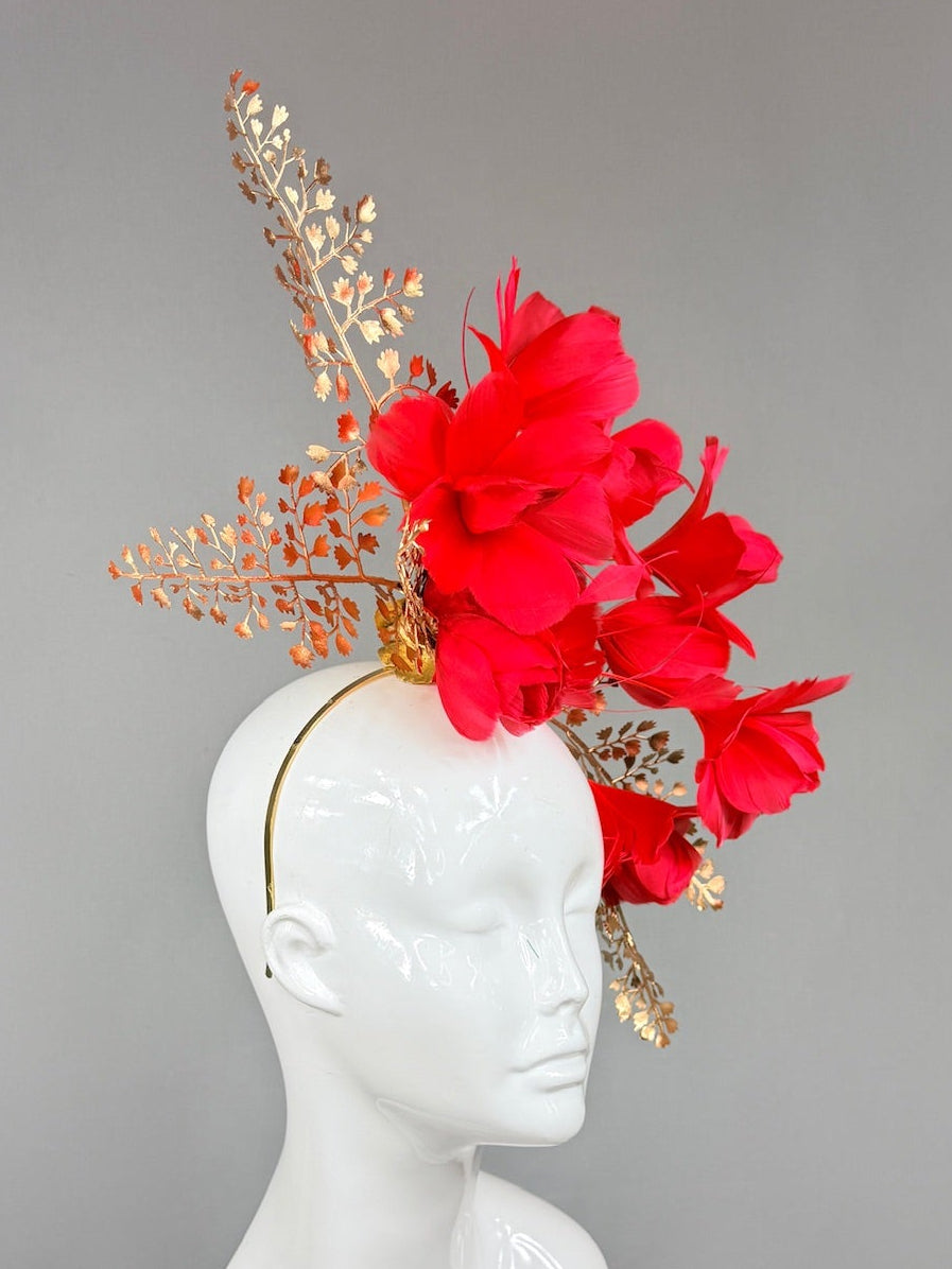 Kentucky Derby Fascinator Hat | Gold and Red Derby Hat | Derbyologie