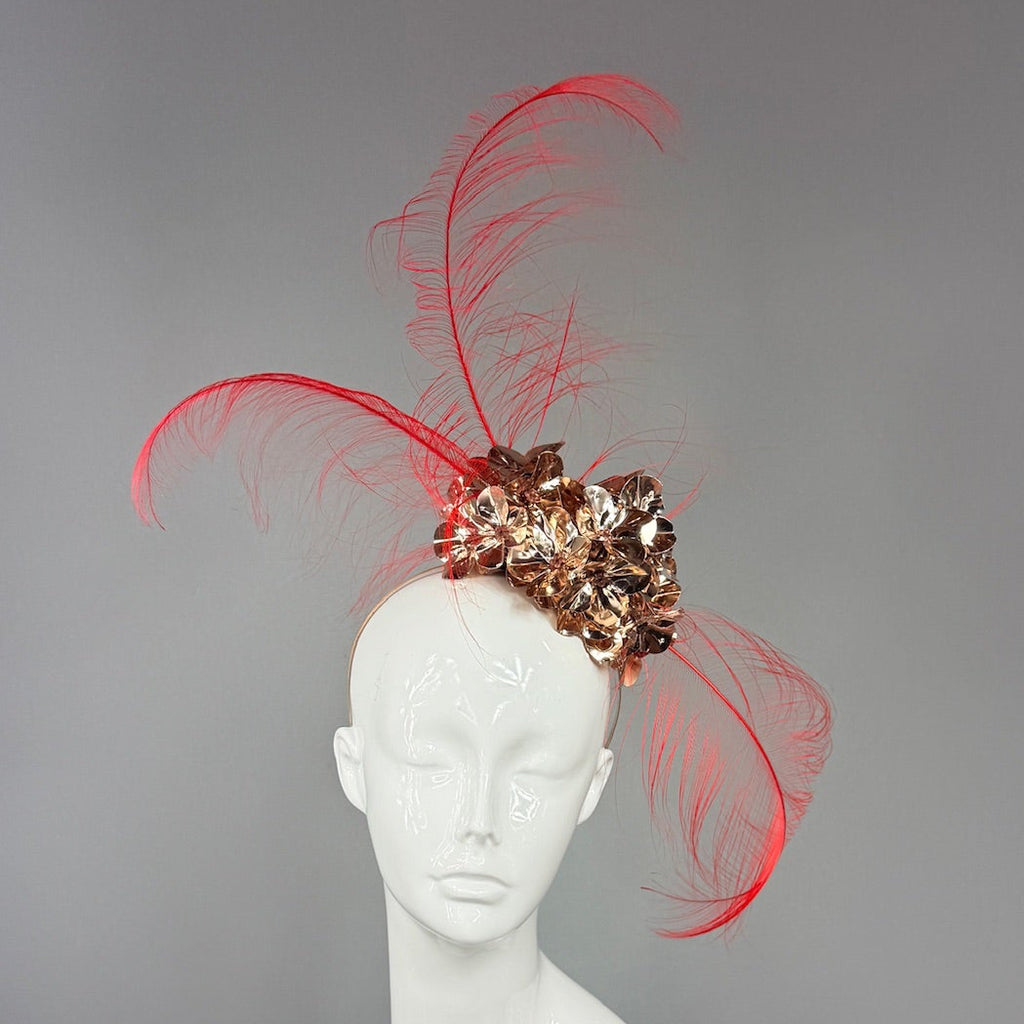 Kentucky Derby Fascinator Hat | Red and Gold Derby Hat | Derbyologie