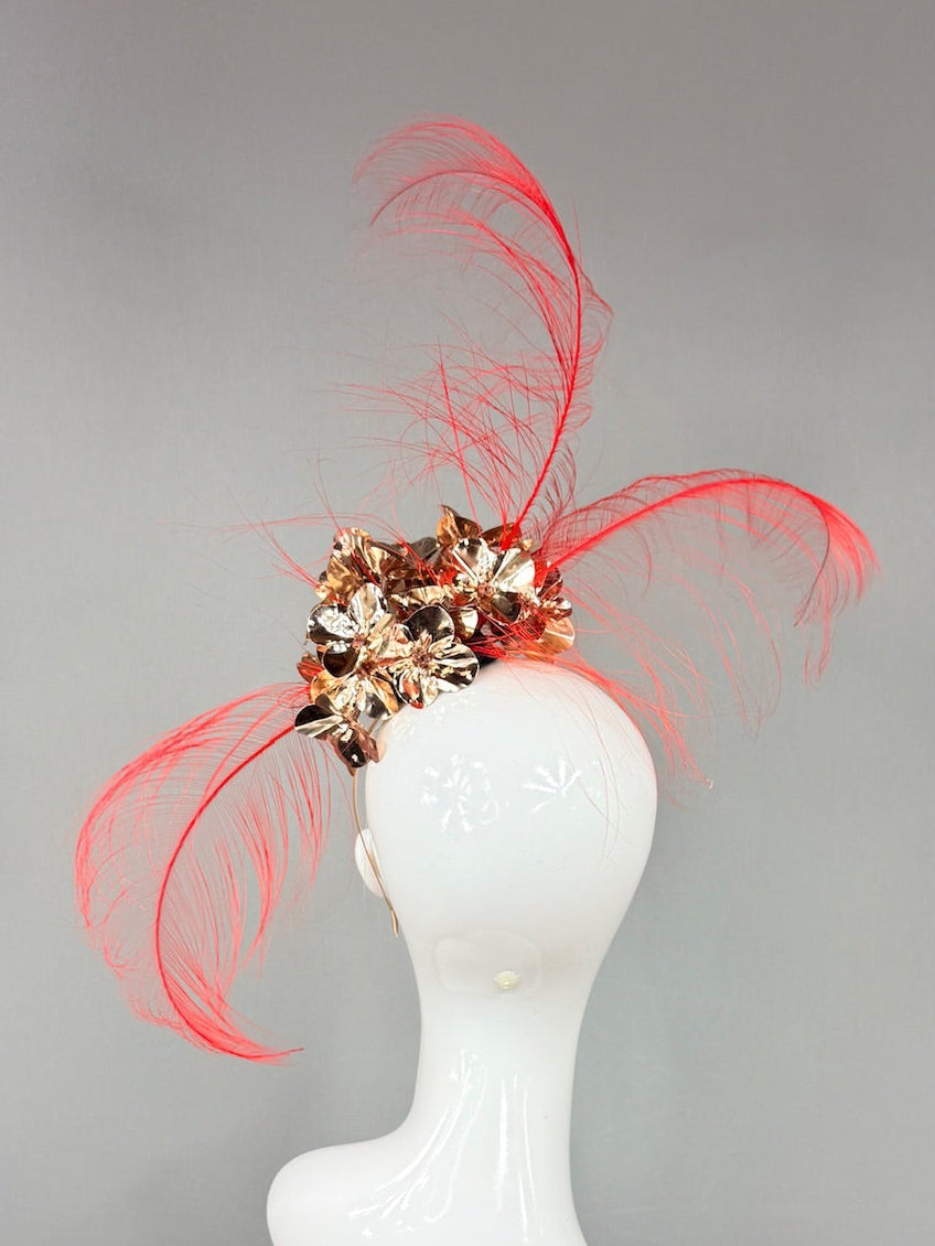 Kentucky Derby Fascinator Hat | Red and Gold Derby Hat | Derbyologie
