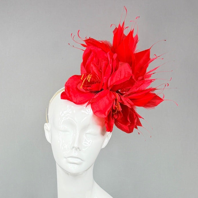 Kentucky Derby Fascinator Hat | Red and Gold Derby Hat | Derbyologie