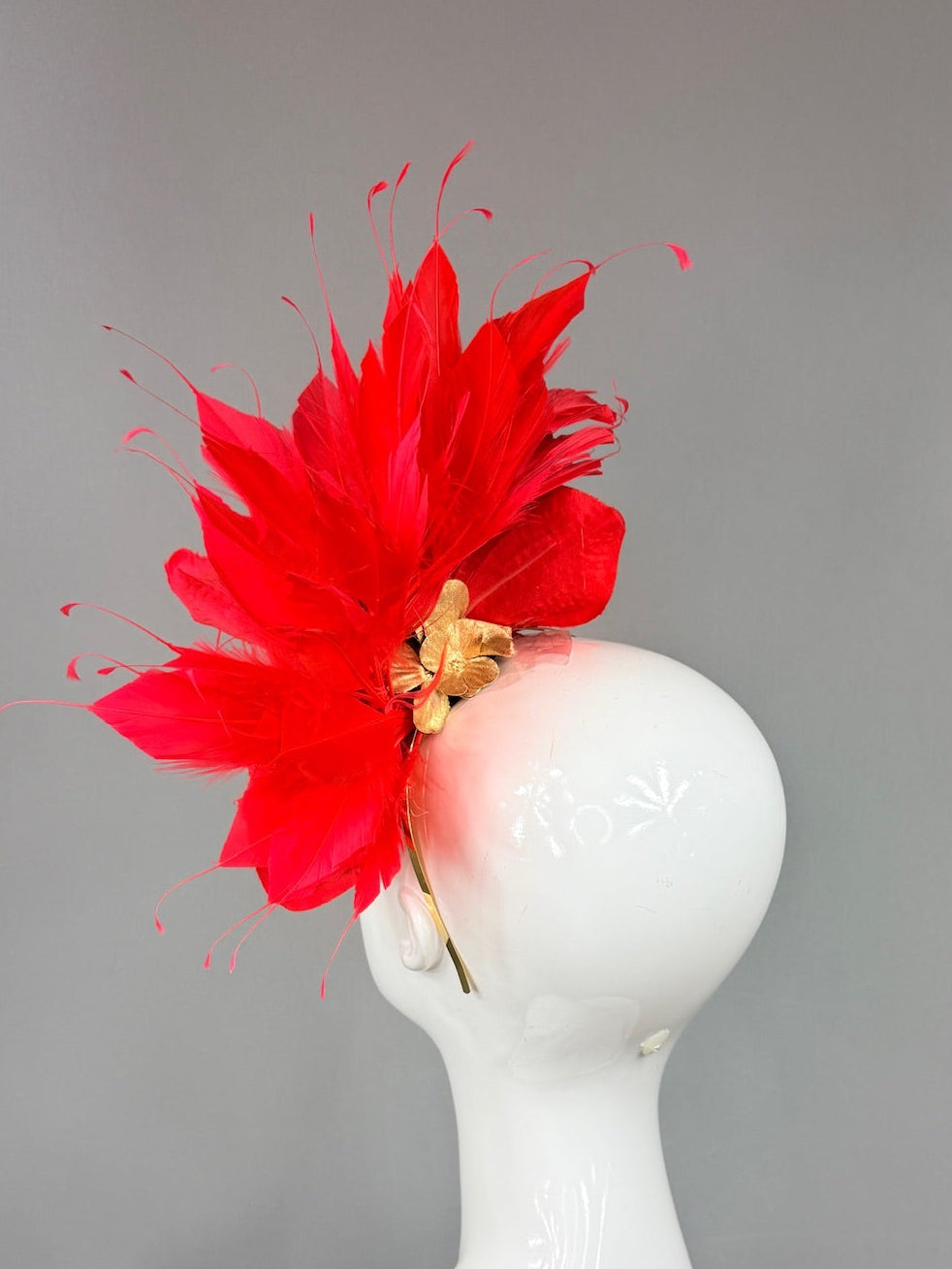 Kentucky Derby Fascinator Hat | Red and Gold Derby Hat | Derbyologie