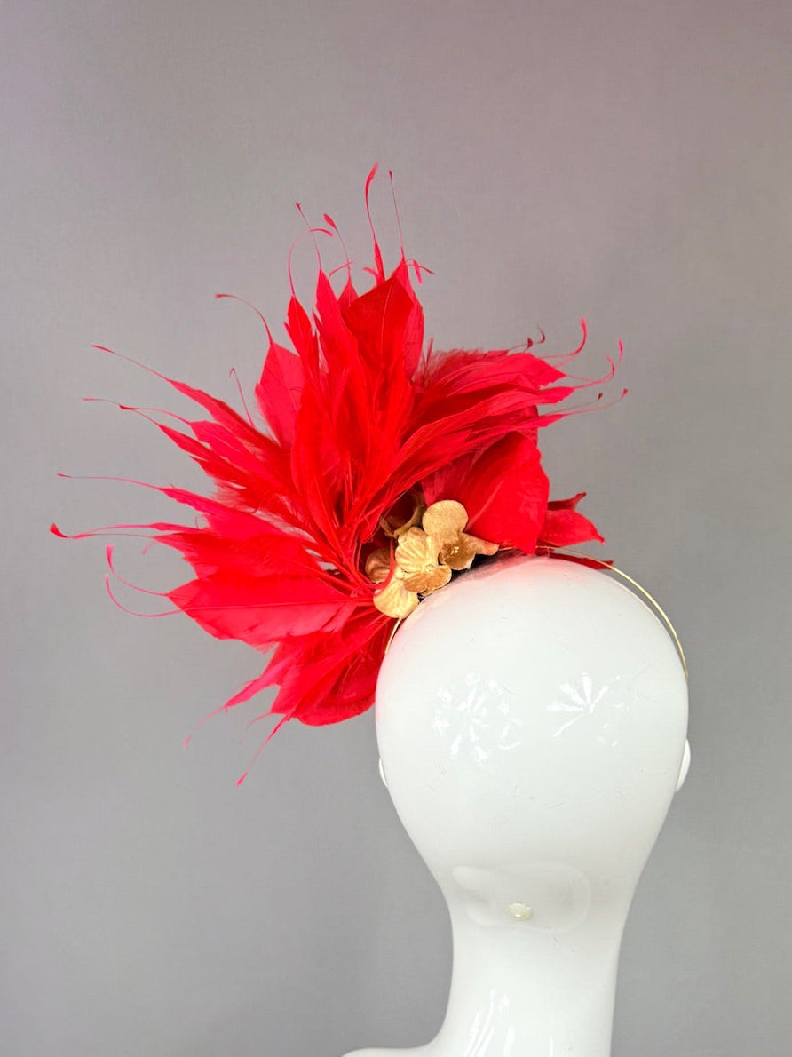 Kentucky Derby Fascinator Hat | Red and Gold Derby Hat | Derbyologie