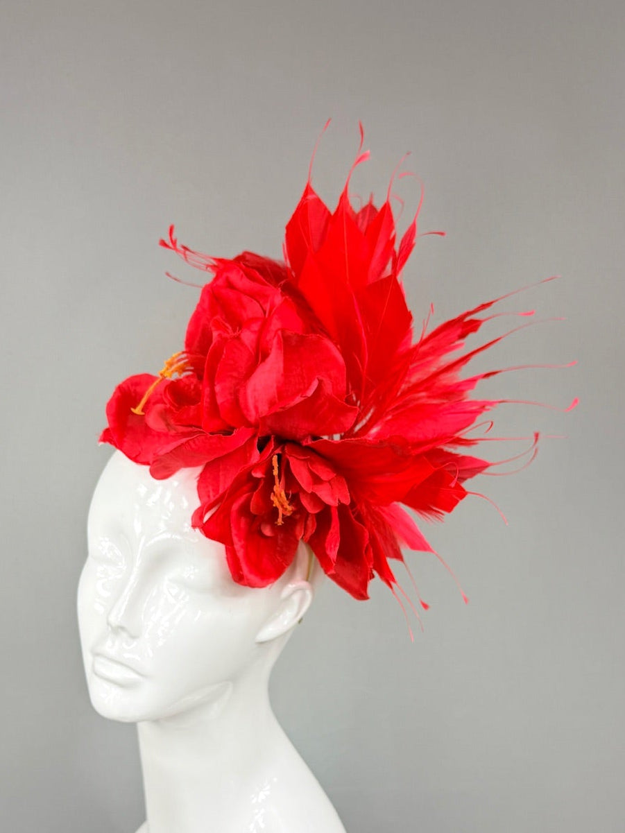 Kentucky Derby Fascinator Hat | Red and Gold Derby Hat | Derbyologie