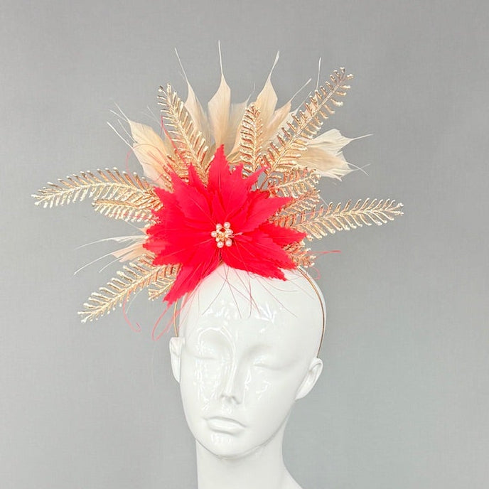 Kentucky Derby Fascinator Hat | Red and Gold Derby Hat | Derbyologie