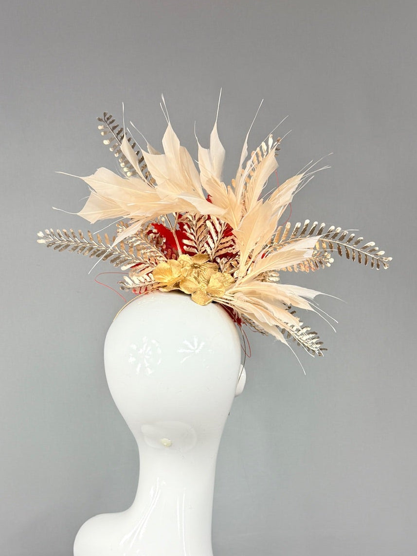 Kentucky Derby Fascinator Hat | Red and Gold Derby Hat | Derbyologie