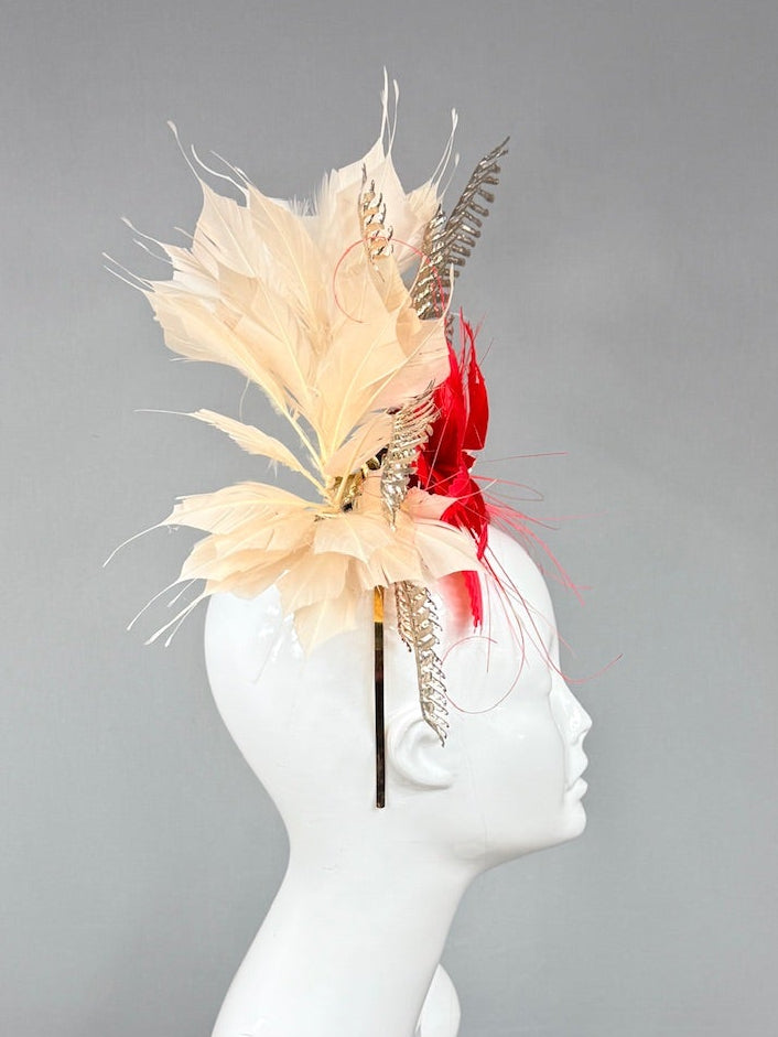 Kentucky Derby Fascinator Hat | Red and Gold Derby Hat | Derbyologie