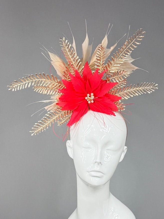 Kentucky Derby Fascinator Hat | Red and Gold Derby Hat | Derbyologie