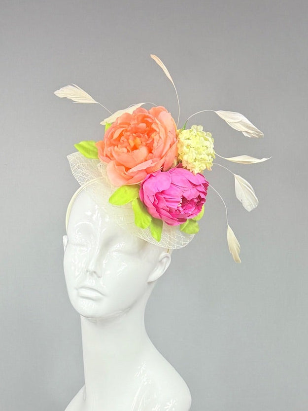 Kentucky Derby Fascinator Hat | Pink, Orange, Yellow, and Green Derby Hat | Derbyologie