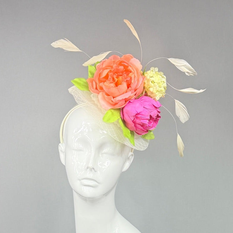 Kentucky Derby Fascinator Hat | Pink, Orange, Yellow, and Green Derby Hat | Derbyologie