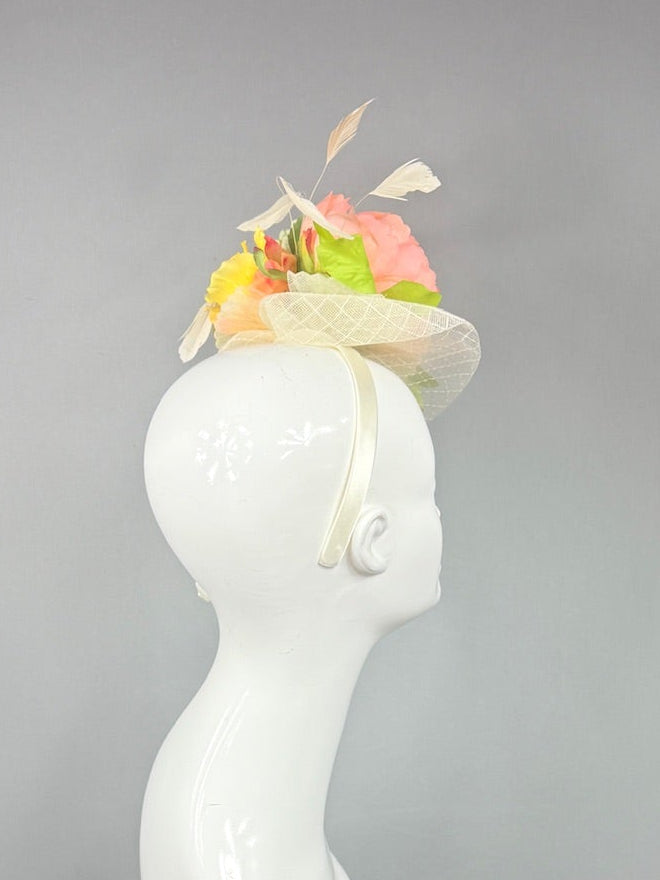 Kentucky Derby Fascinator Hat | Pink, Orange, Yellow, and Green Derby Hat | Derbyologie