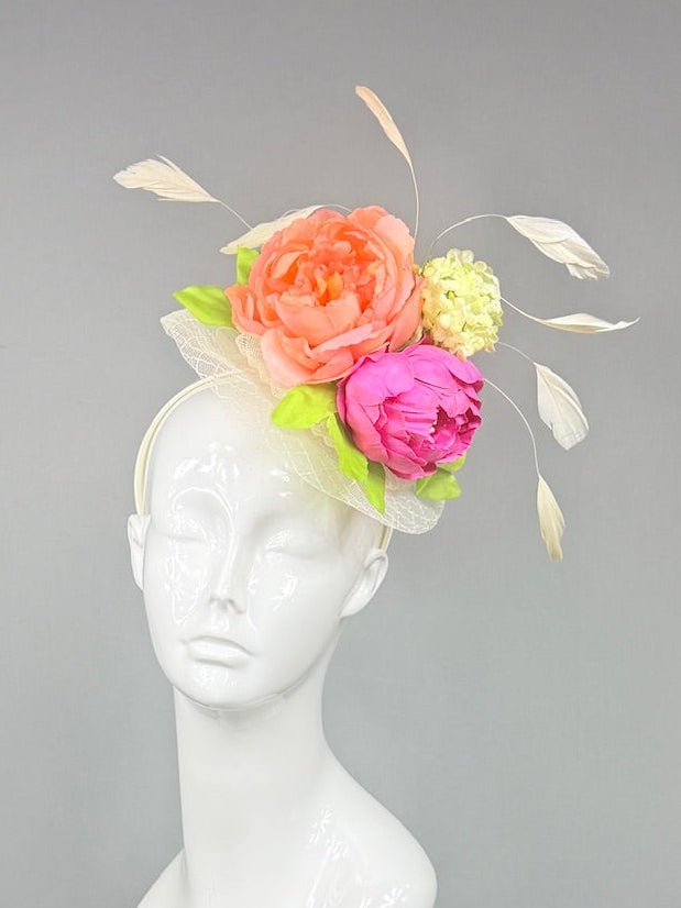 Kentucky Derby Fascinator Hat | Pink, Orange, Yellow, and Green Derby Hat | Derbyologie