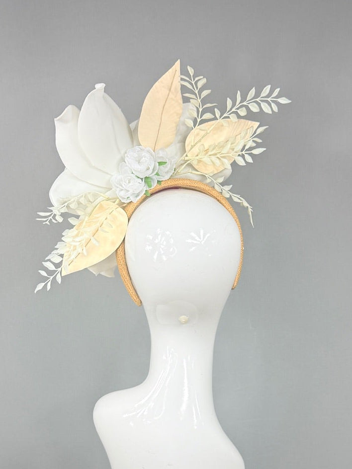 Kentucky Derby Fascinator Hat | White and Gold Derby Hat | Derbyologie