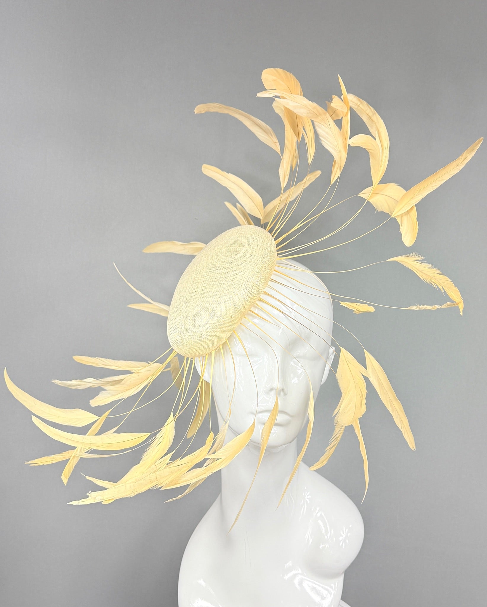 Kentucky Derby Fascinator Hat | Ivory Beige Feather Hat | Derbyologie