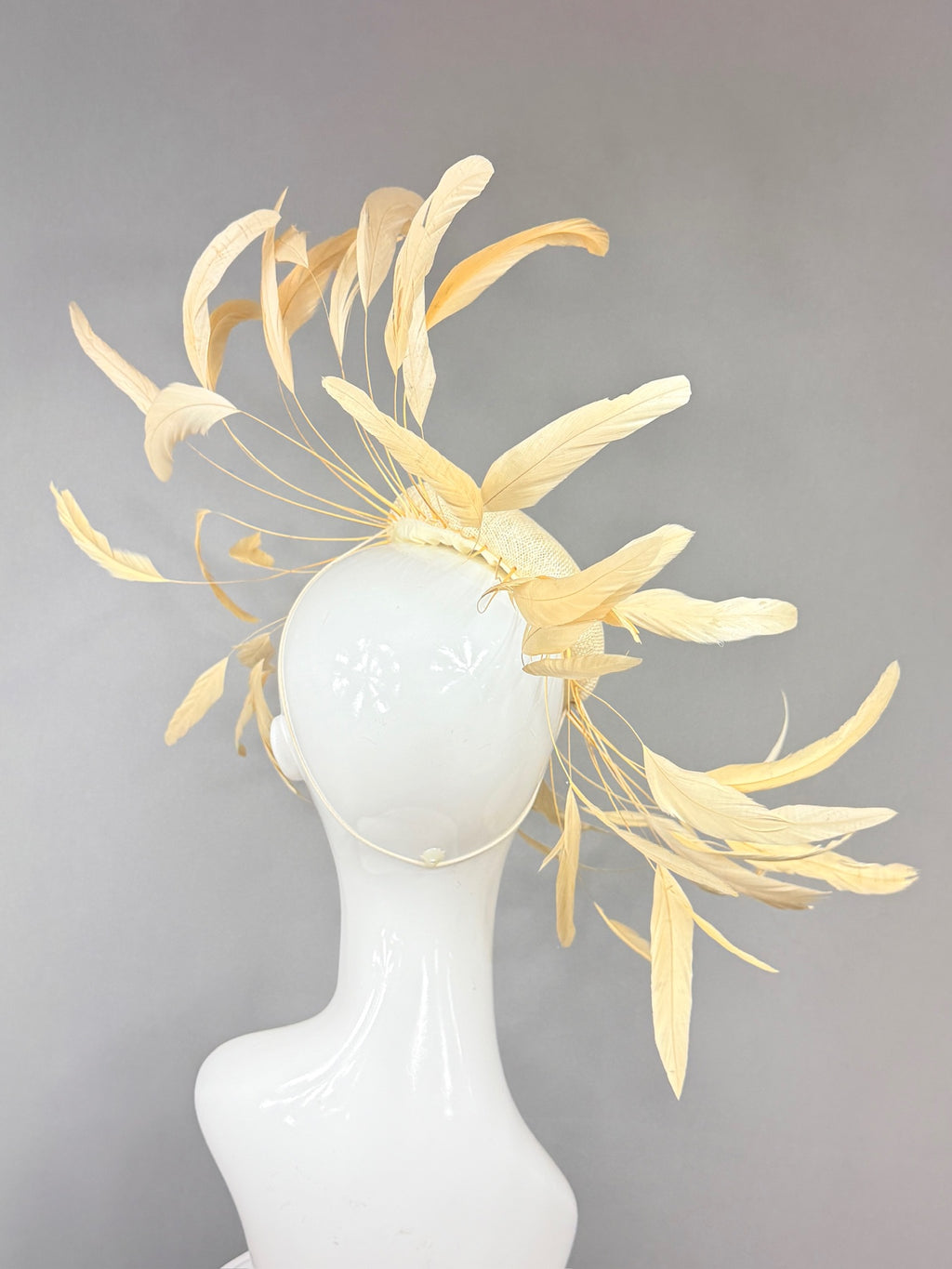 Kentucky Derby Fascinator Hat | Ivory Beige Feather Hat | Derbyologie
