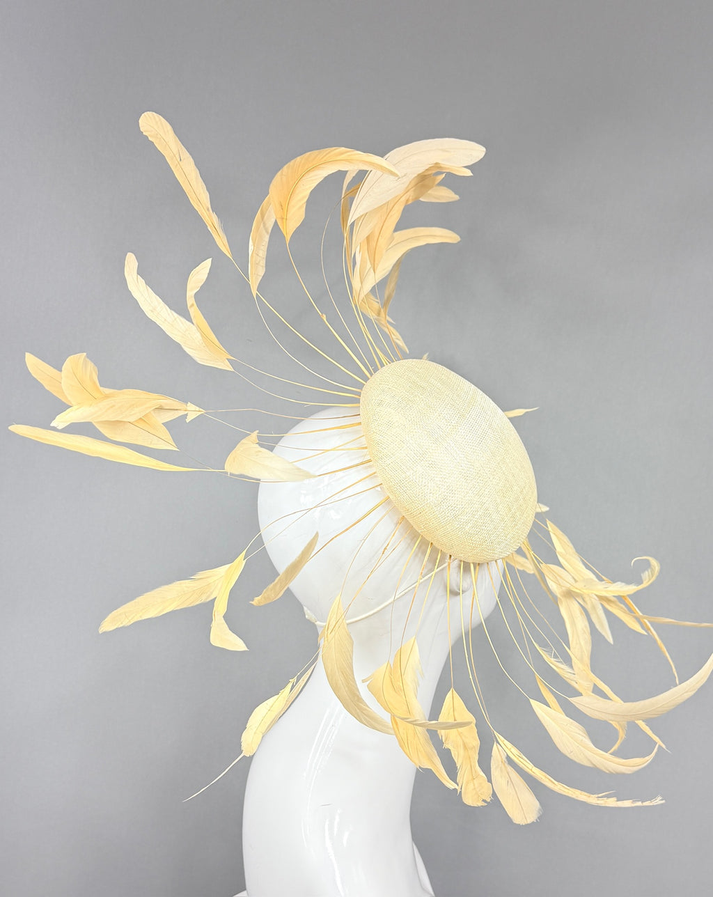 Kentucky Derby Fascinator Hat | Ivory Beige Feather Hat | Derbyologie