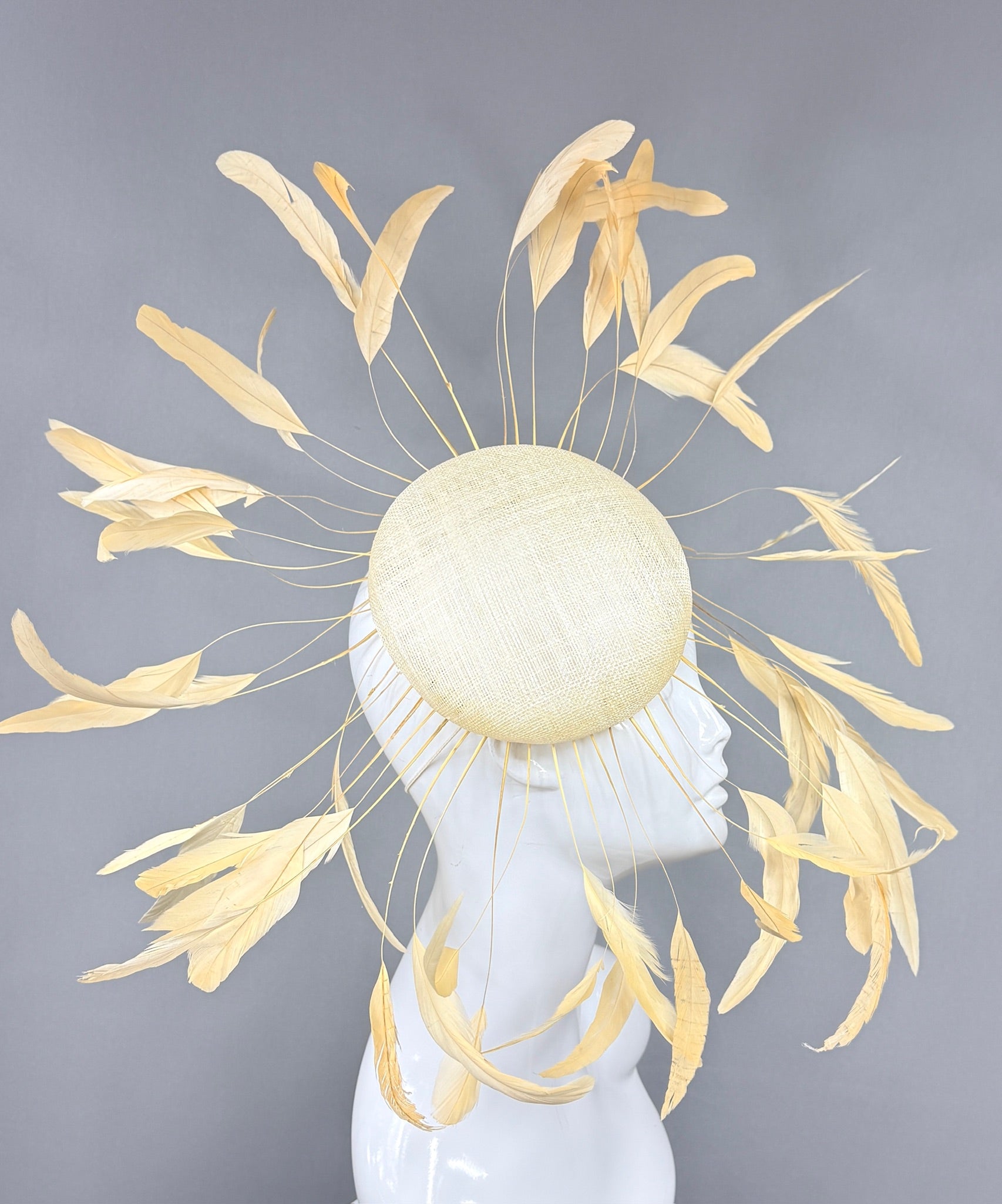 Kentucky Derby Fascinator Hat | Ivory Beige Feather Hat | Derbyologie