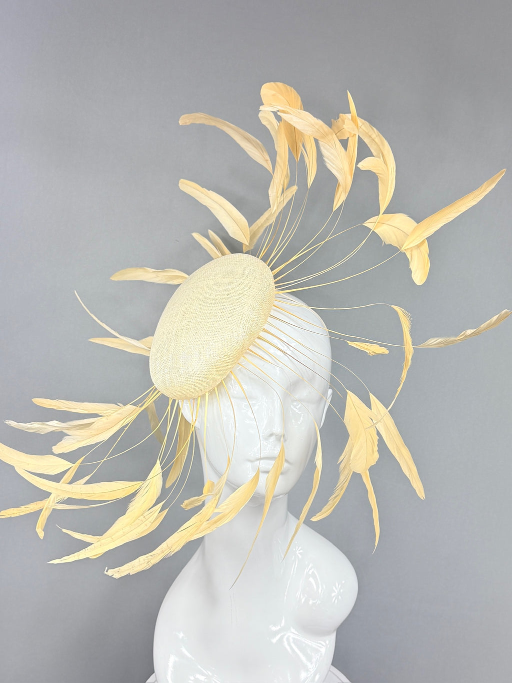 Kentucky Derby Fascinator Hat | Ivory Beige Feather Hat | Derbyologie
