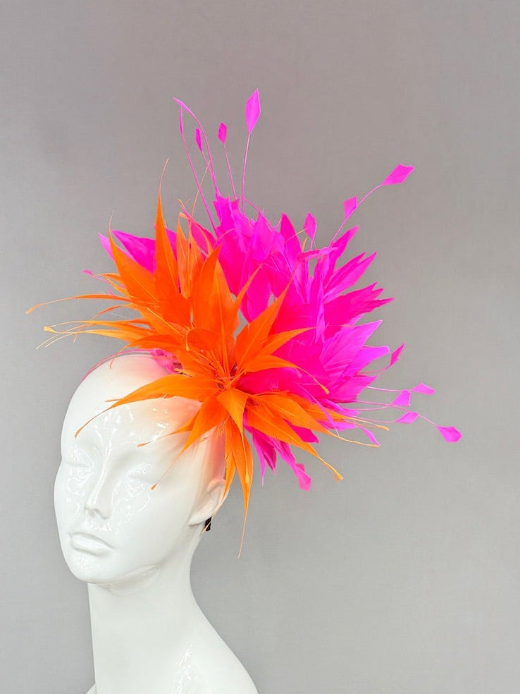 Kentucky Derby Fascinator Hat | Orange and Pink Derby Hat | Derbyologie