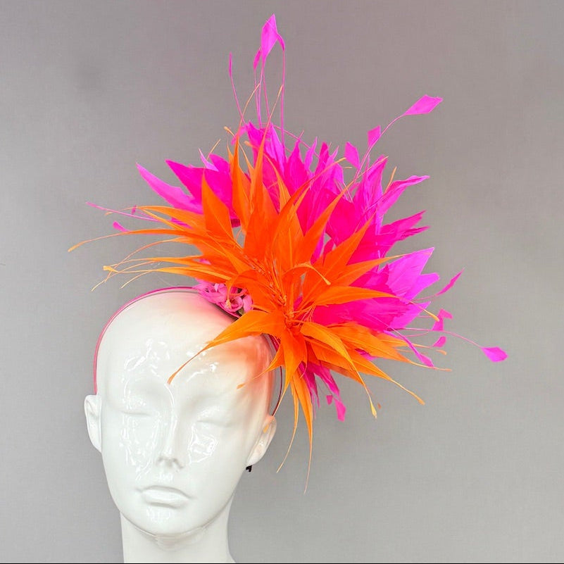 Kentucky Derby Fascinator Hat | Orange and Pink Derby Hat | Derbyologie