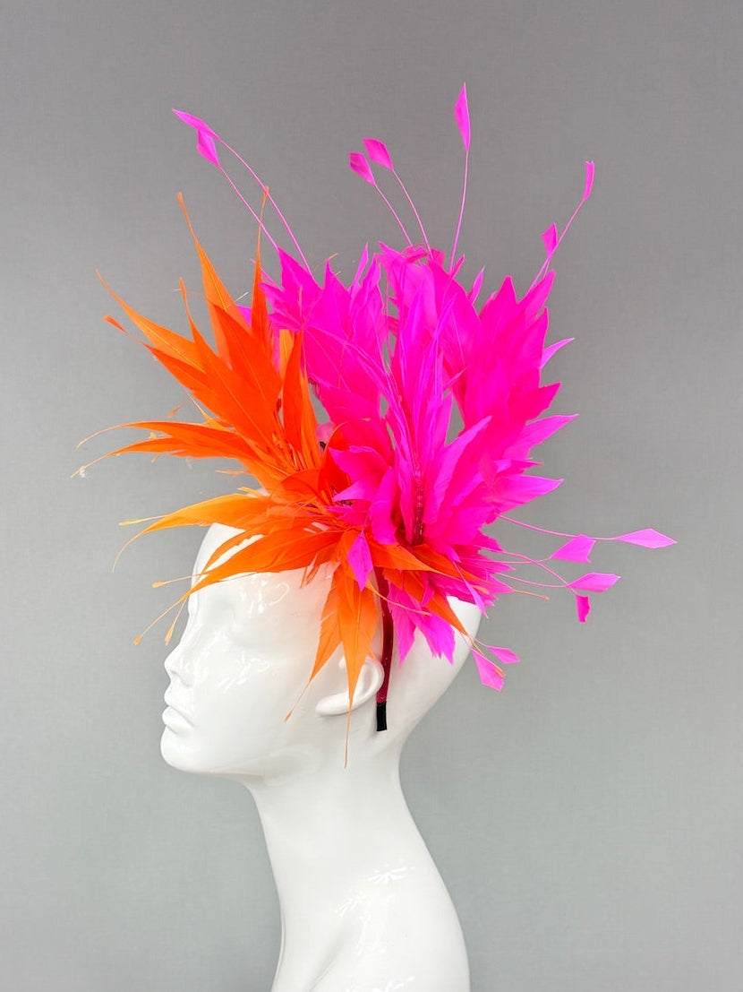 Kentucky Derby Fascinator Hat | Orange and Pink Derby Hat | Derbyologie
