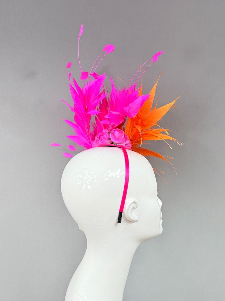 Kentucky Derby Fascinator Hat | Orange and Pink Derby Hat | Derbyologie