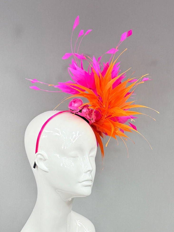 Kentucky Derby Fascinator Hat | Orange and Pink Derby Hat | Derbyologie