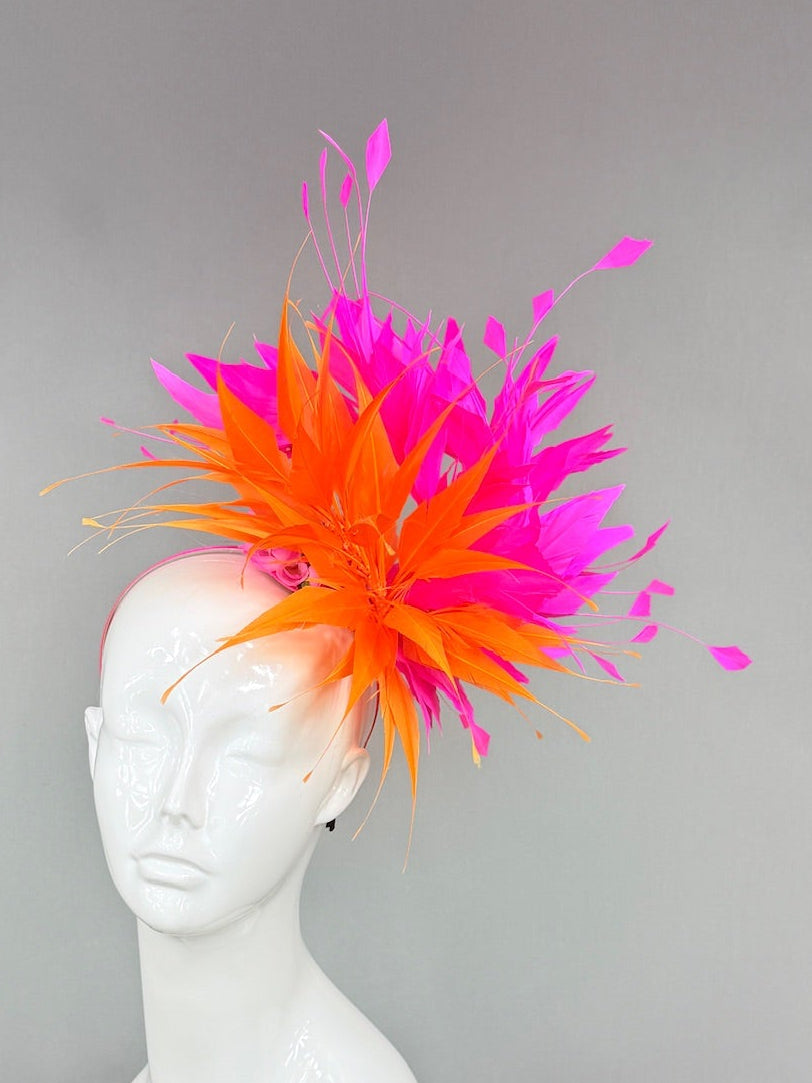 Kentucky Derby Fascinator Hat | Orange and Pink Derby Hat | Derbyologie