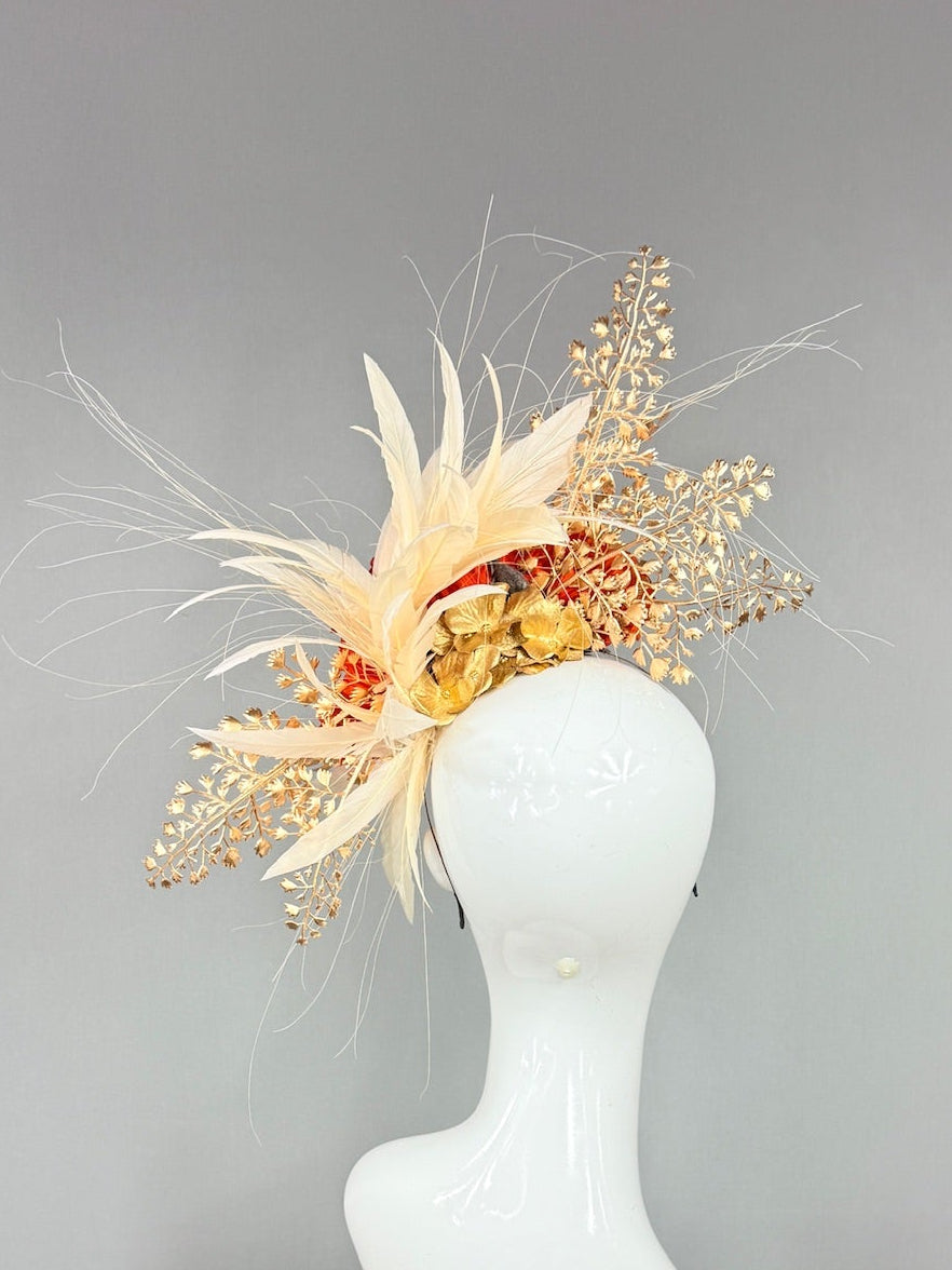 Kentucky Derby Fascinator Hat | Red and Beige Derby Hat | Derbyologie