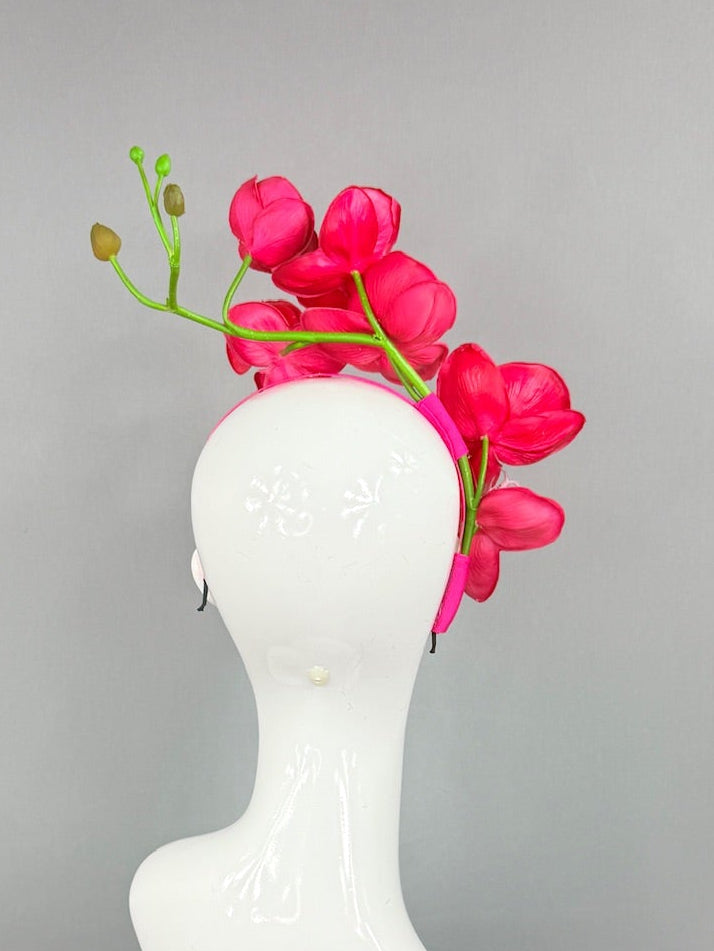 Kentucky Derby Fascinator Hat | Hot pink and Green Flower Hat | Derbyologie