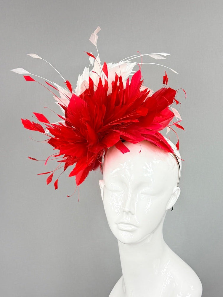 Kentucky Derby Fascinator Hat | Red and White Headpiece | Derbyologie