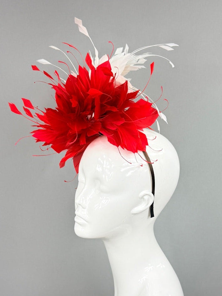 Kentucky Derby Fascinator Hat | Red and White Headpiece | Derbyologie