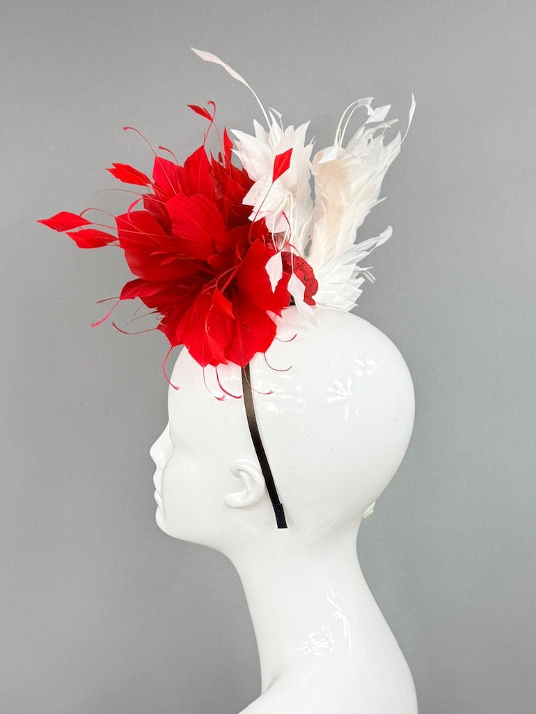 Kentucky Derby Fascinator Hat | Red and White Headpiece | Derbyologie