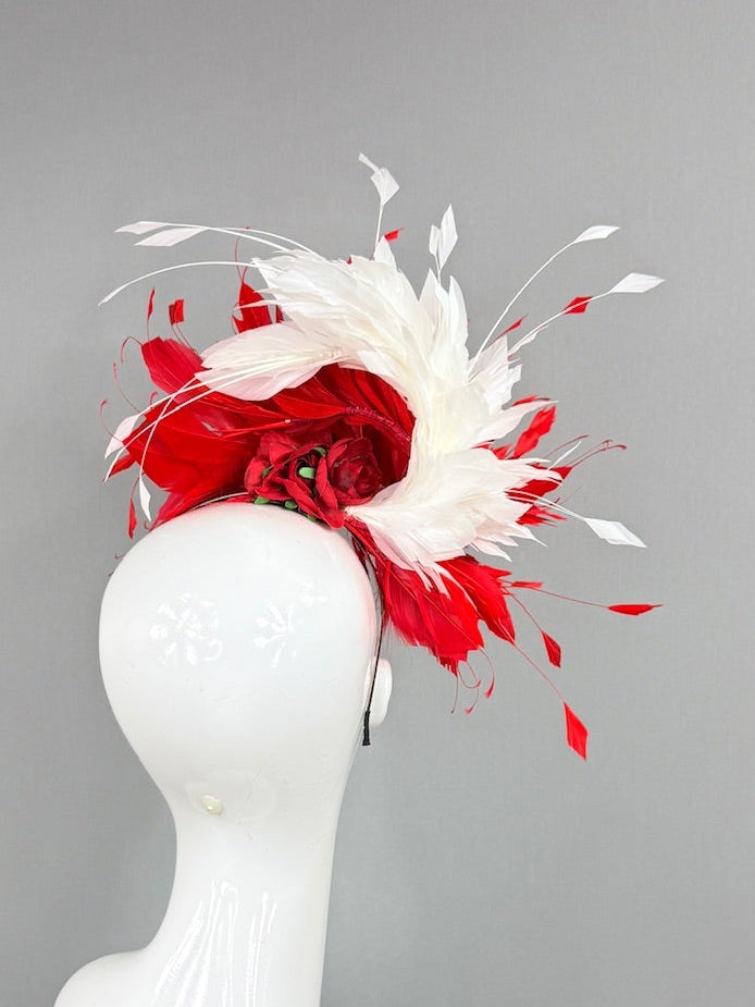 Kentucky Derby Fascinator Hat | Red and White Headpiece | Derbyologie