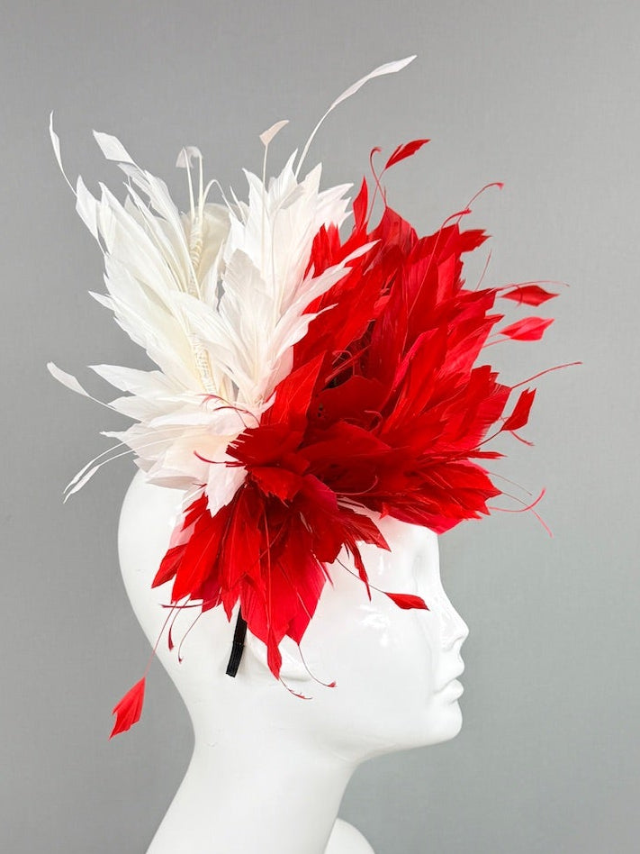 Kentucky Derby Fascinator Hat | Red and White Headpiece | Derbyologie