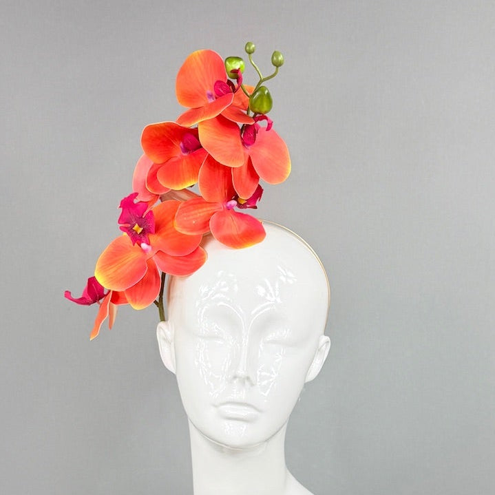 Kentucky Derby Fascinator Hat | Orange, Red, and Green Headpiece | Derbyologie